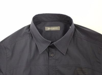 Blue Stretch Cotton Casual Long Sleeve Shirt