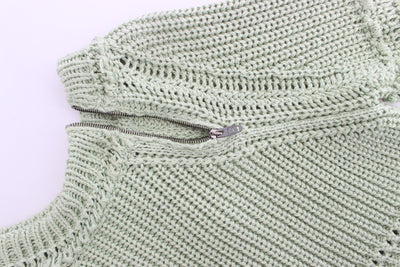 Green Cropped Knit Sweater Knitted Jumper