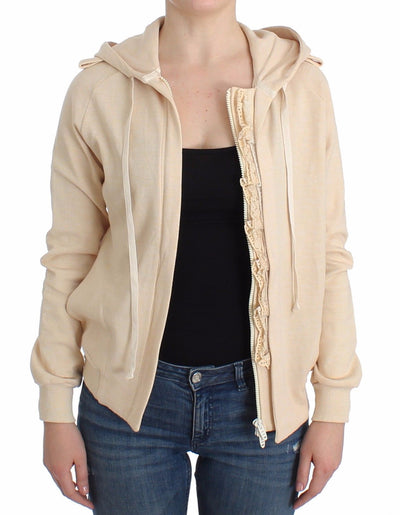 Lingerie Beige Lace Hooded Zip Cardigan Hoodie