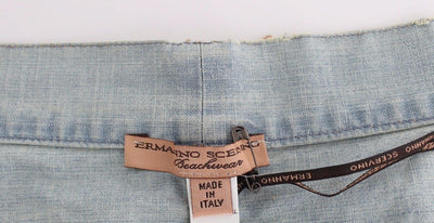 Beachwear Blue Denim Mini Skirt A-Line