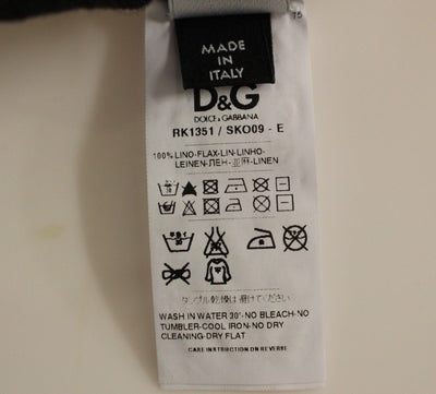 Black Linen Logo V-neck Sweater Pullover