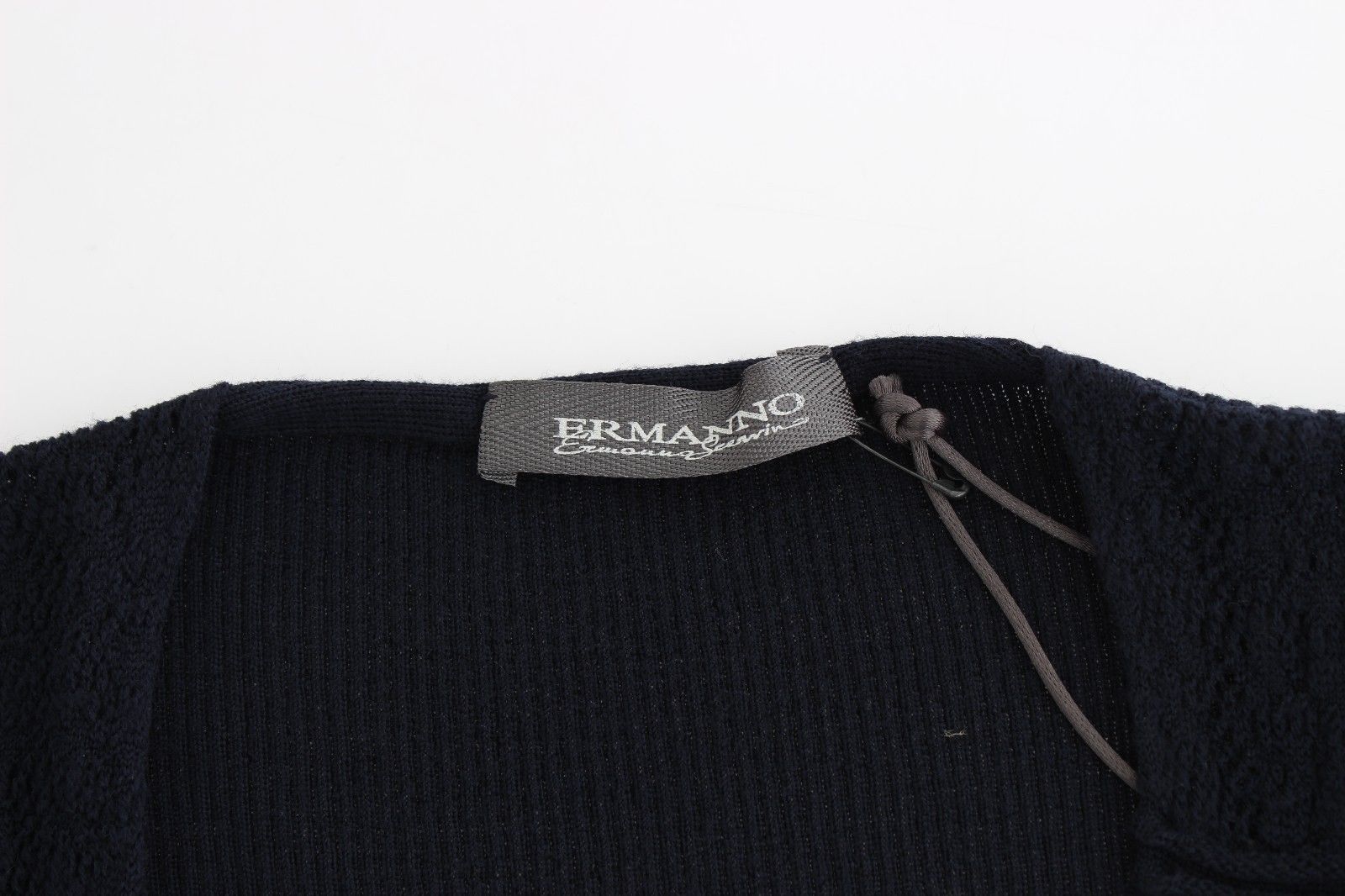 Blue Knitted Wool Stretch Sweater Top