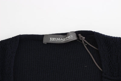 Blue Knitted Wool Stretch Sweater Top