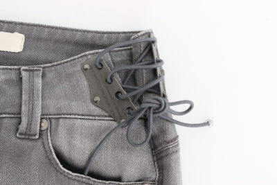 Gray Slim Jeans Denim Pants Skinny Stretch