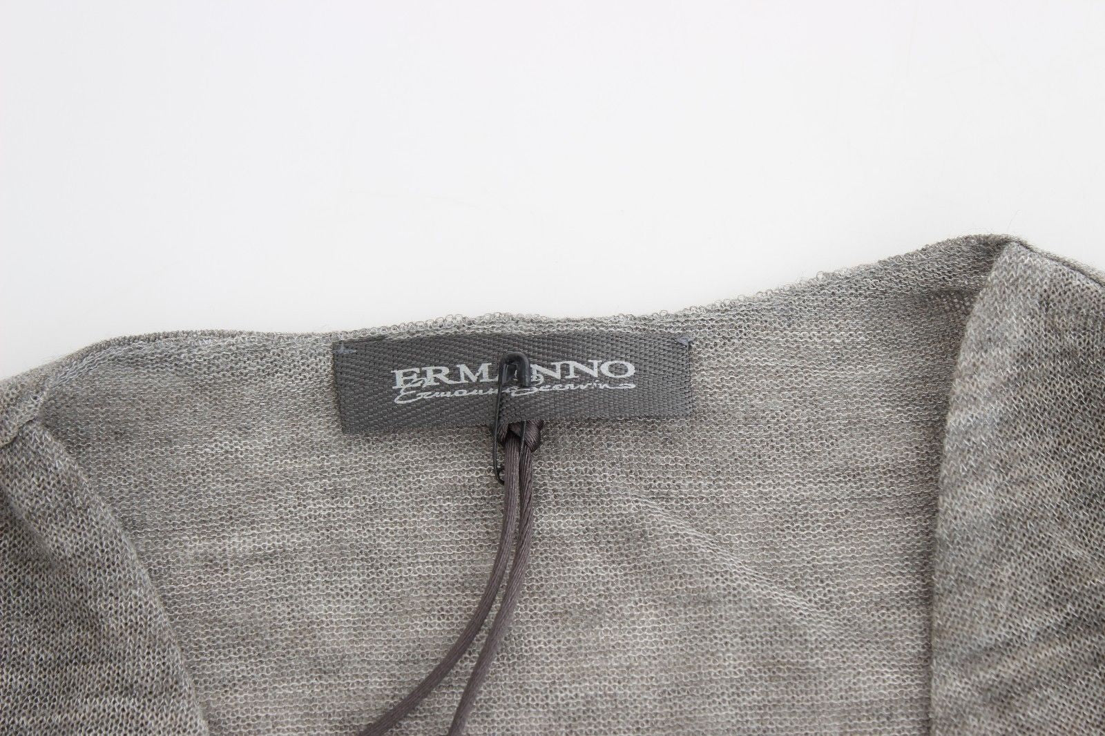 Gray Wool Blend Stretch Long Sleeve Sweater
