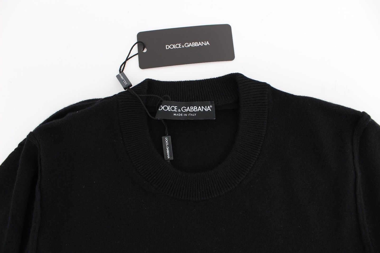 Black Cashmere Crew-neck Sweater Pullover Top