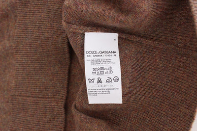 Brown Cashmere Crew-neck Sweater Pullover Top