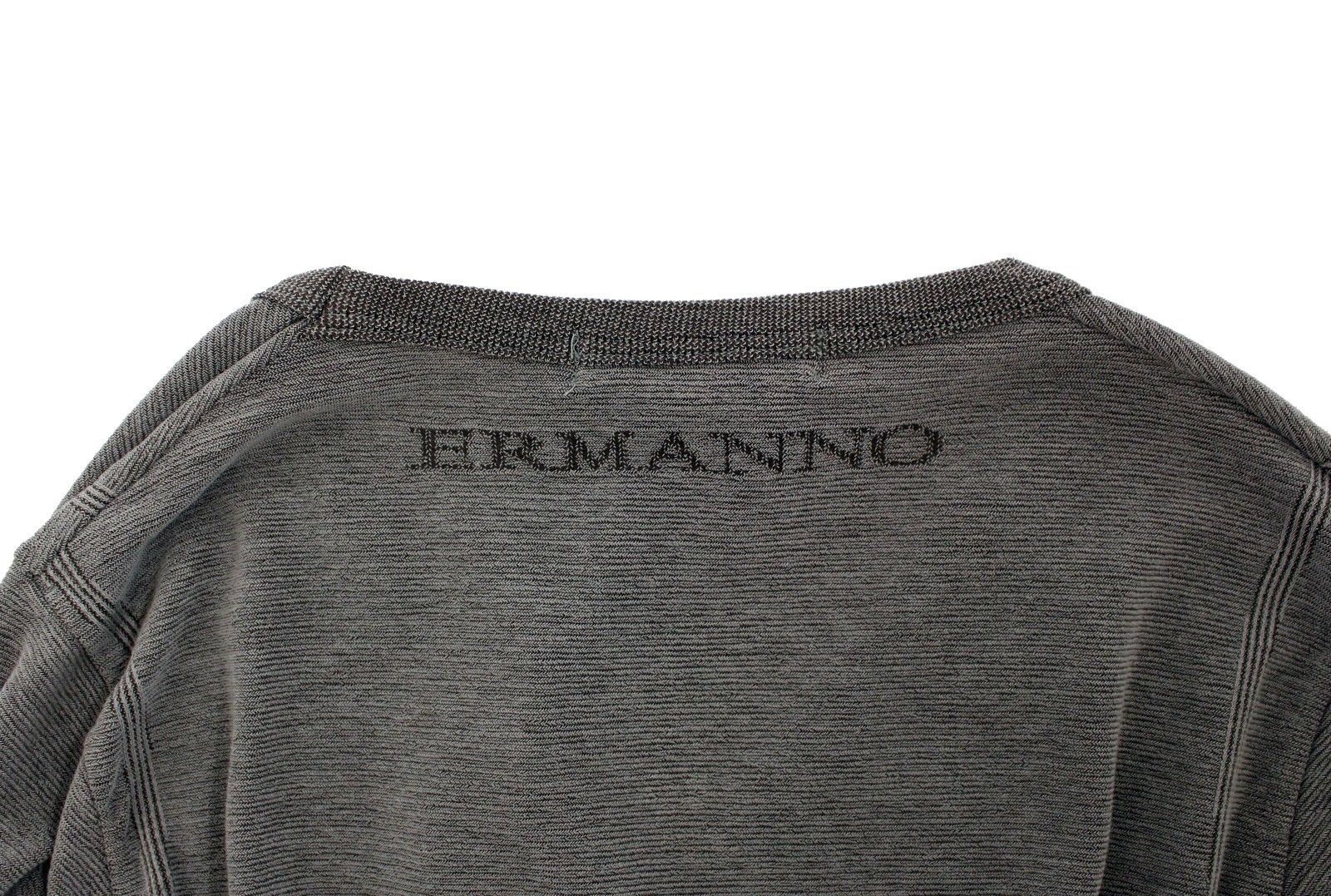 Gray Cotton Stretch V-neck Pullover Sweater