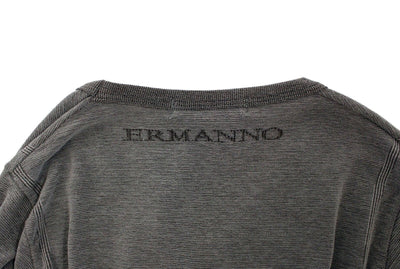 Gray Cotton Stretch V-neck Pullover Sweater