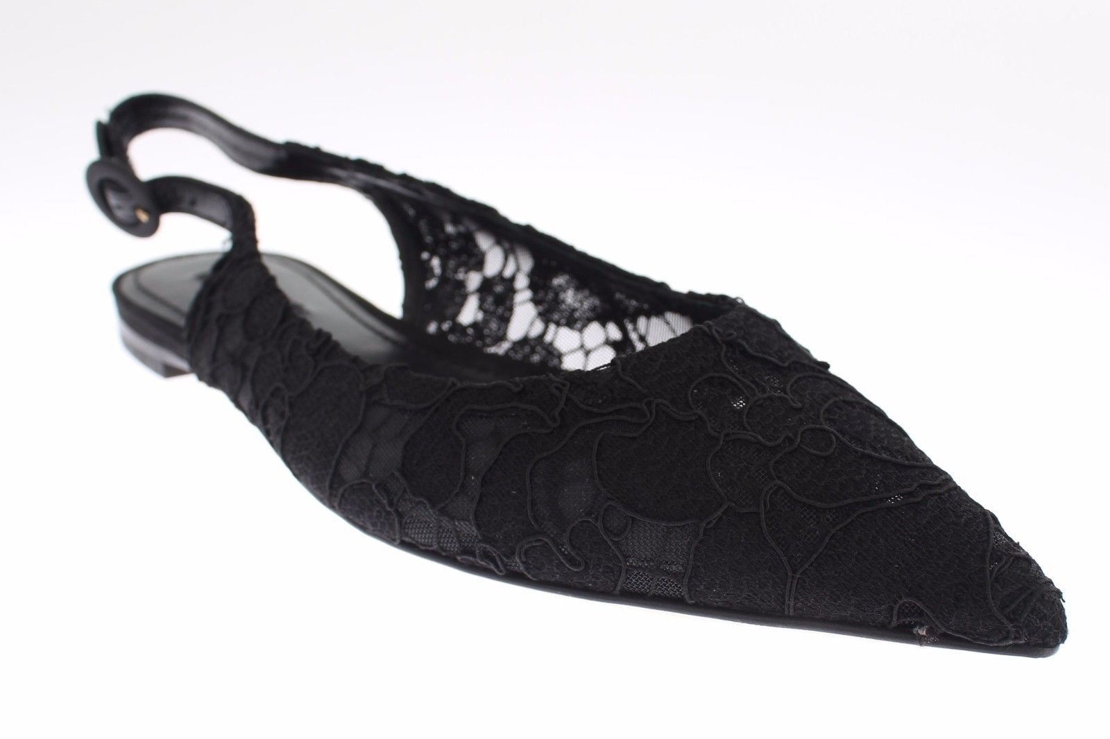 Black Floral Lace Slingbacks Pumps Shoes