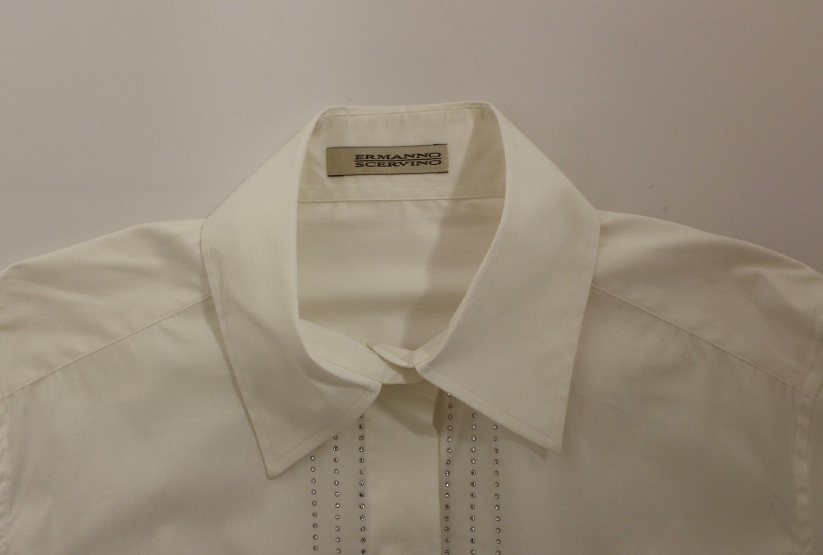 White Stretch Crystal Formal Dress French Shirt