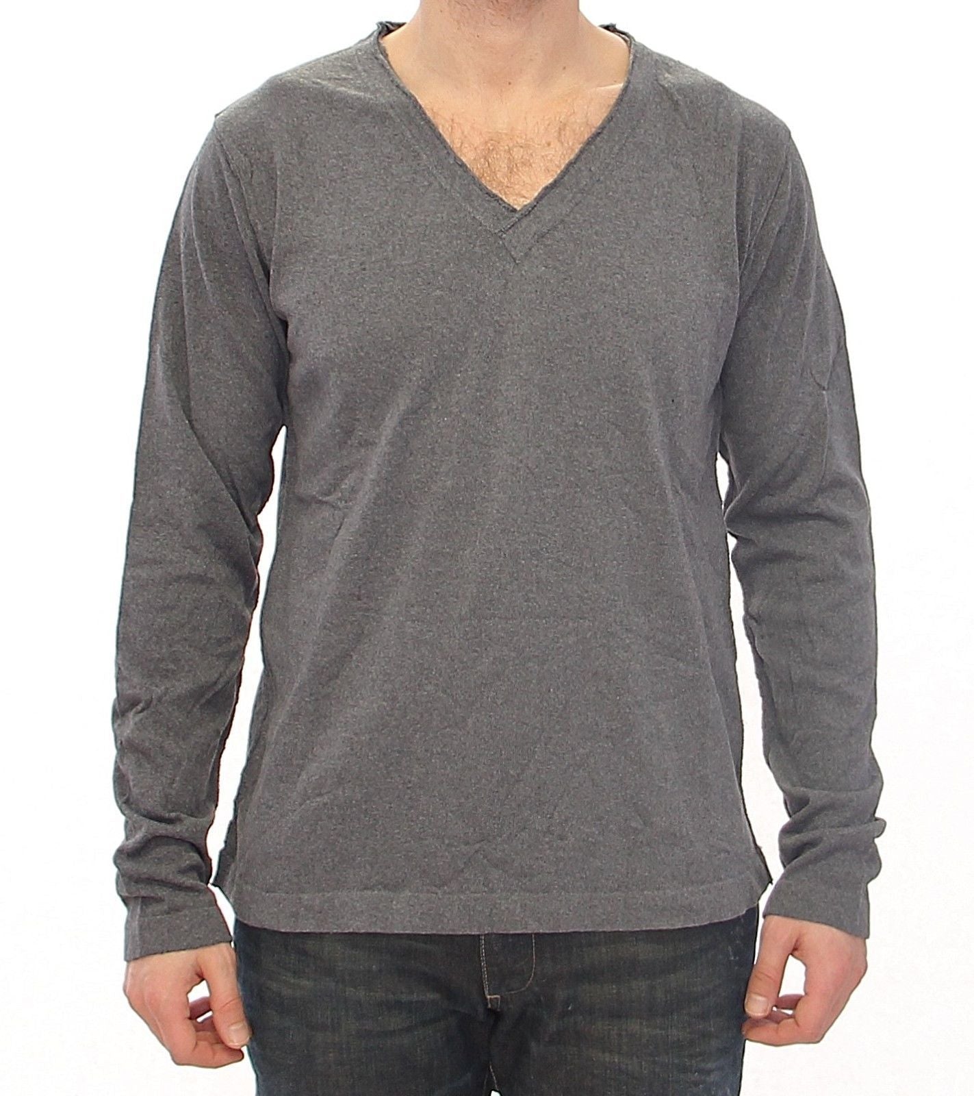 Gray Cotton Logo Crew-neck Sweater