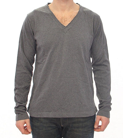 Gray Cotton Logo Crew-neck Sweater