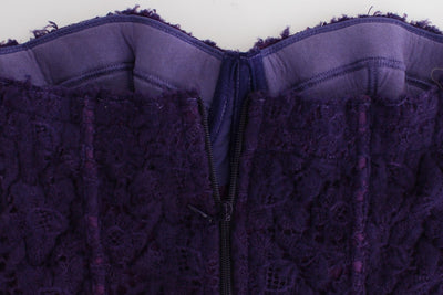 Lingerie Purple Corset Bustier Top Floral Lace