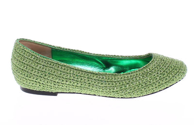 Green Knitted Ballerinas Ballet Flats Shoes