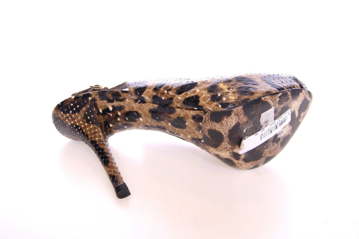 Brown Snakeskin Platform Slingbacks Shoes