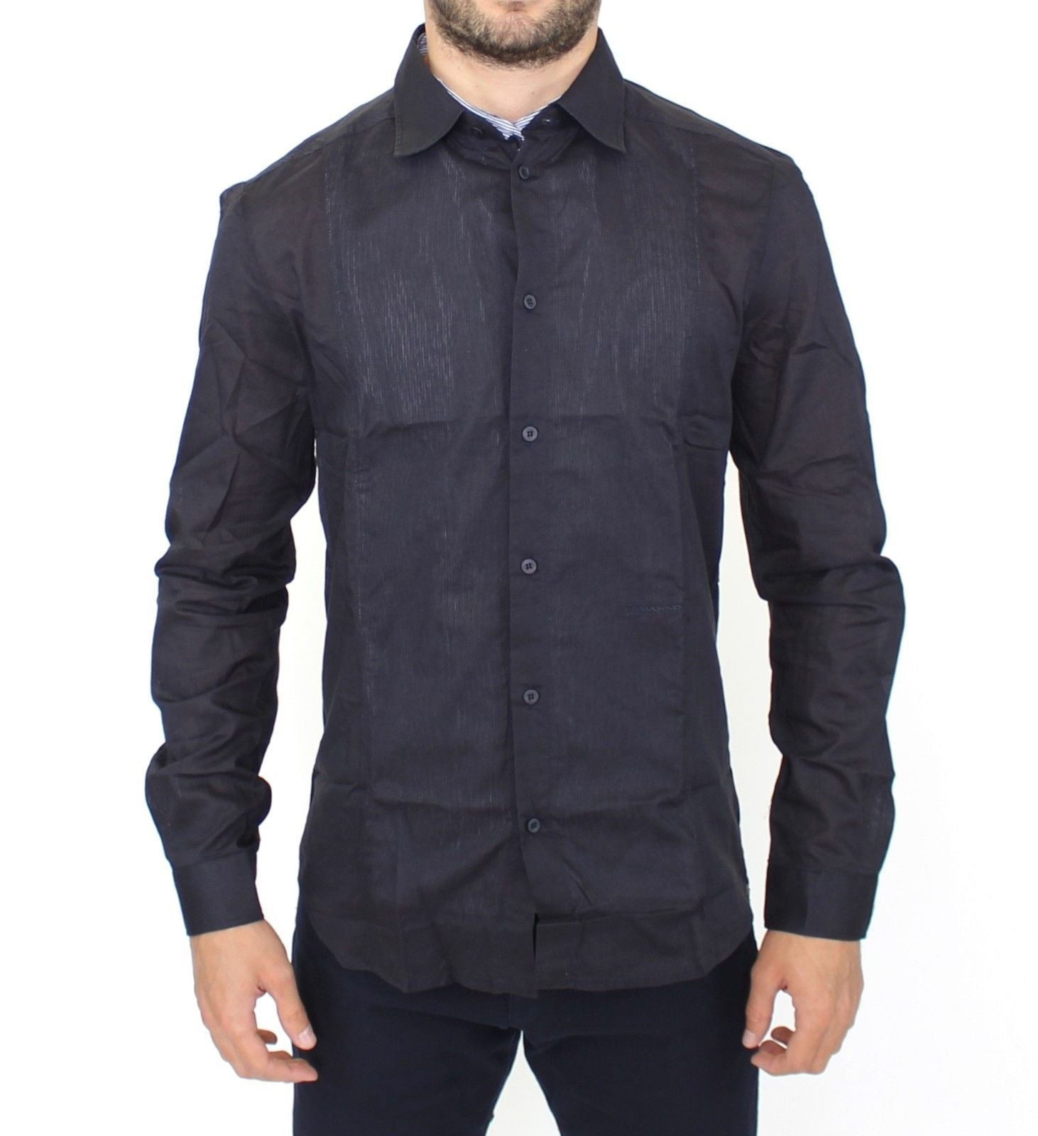 Black Slim Fit Cotton Casual Shirt Top