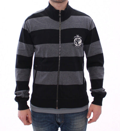 Gray Striped Full Zip Sweater Jacket Jumper