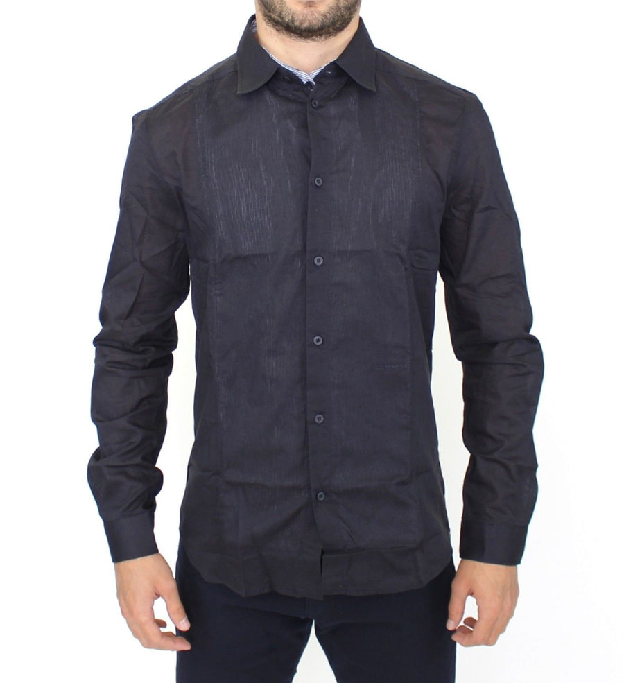 Black Slim Fit Cotton Casual Shirt Top