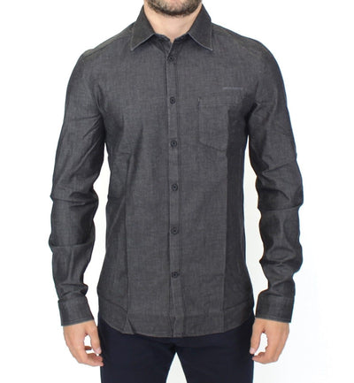 Gray Stretch Denim Jeans Cotton Casual Shirt