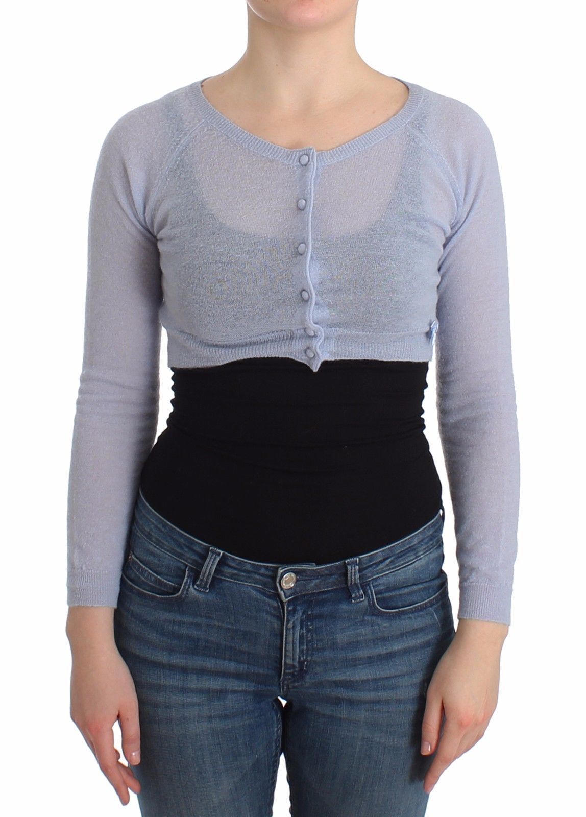 Lingerie Blue Knit Cropped Sweater Cardigan