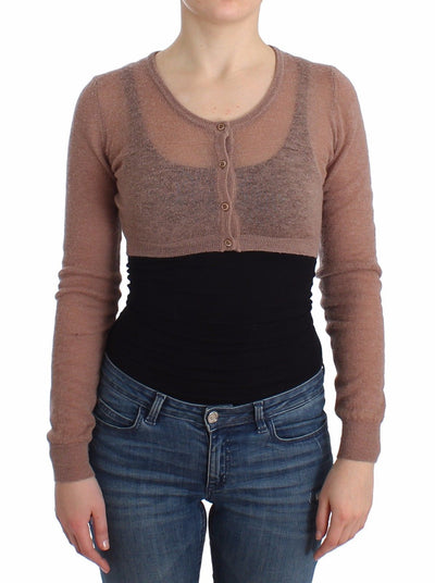 Lingerie Brown Knit Cropped Sweater Cardigan