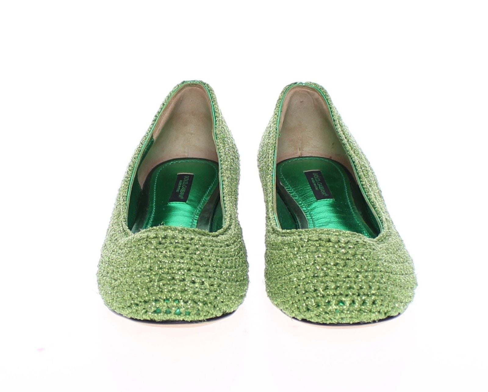 Green Knitted Ballerinas Ballet Flats Shoes