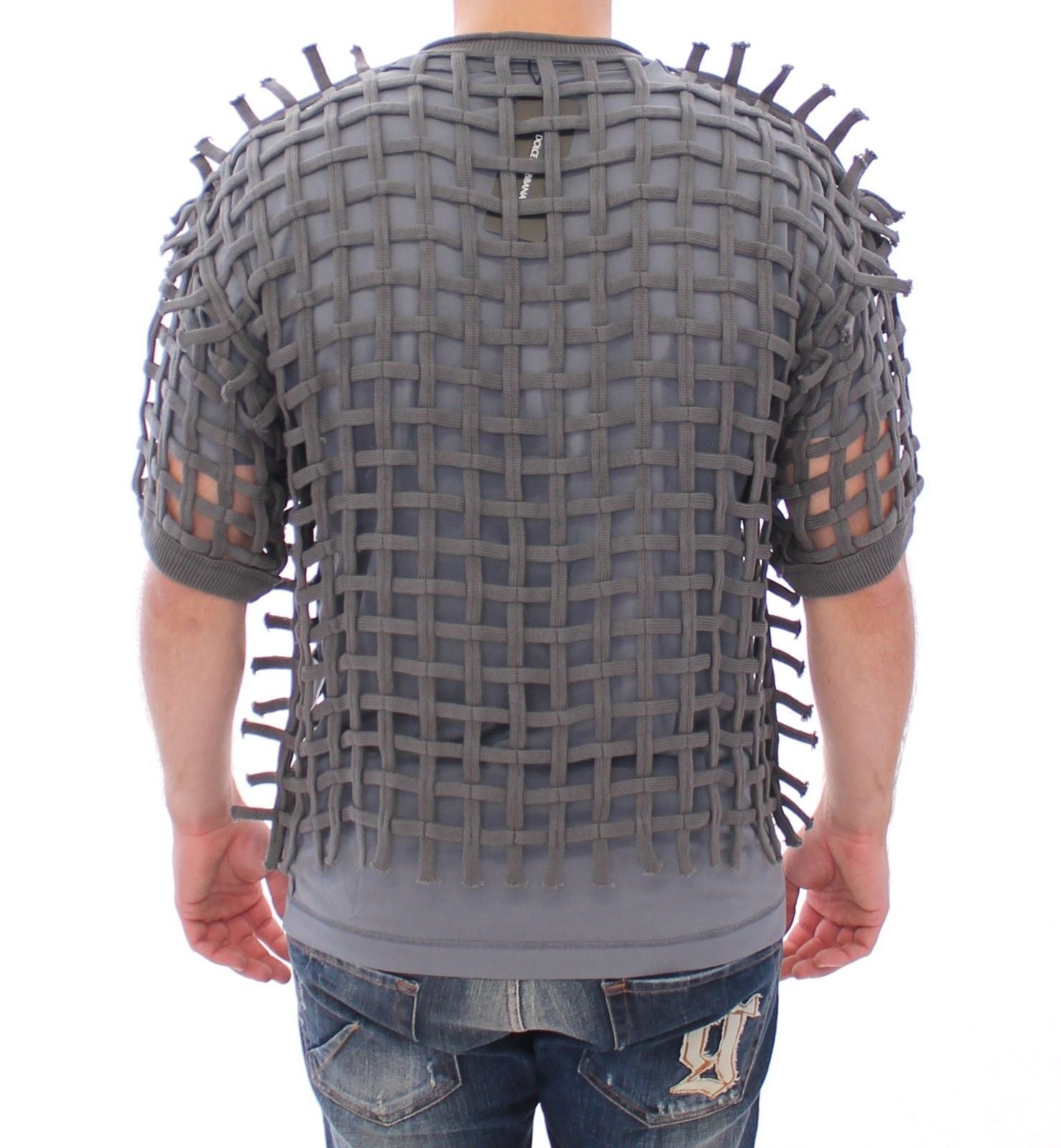 Gray Runway Catwalk Nets Knitted Sweater