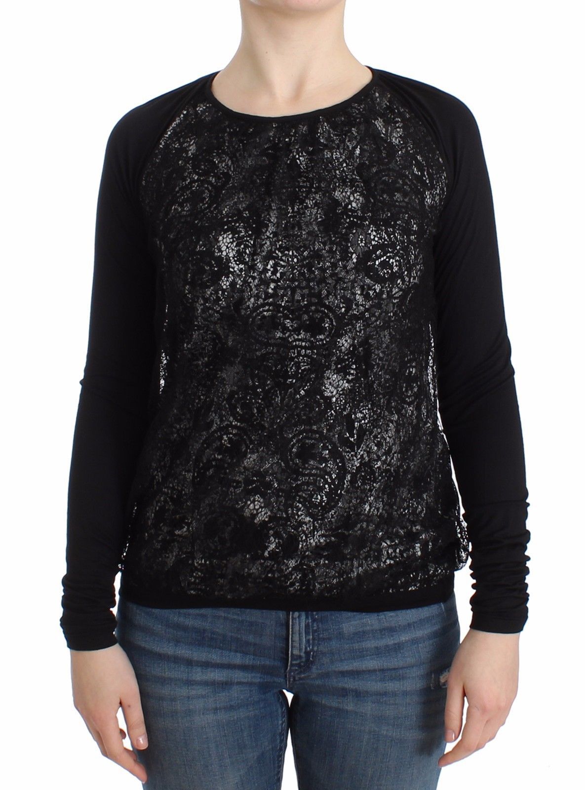 Black Modal Longsleeved Top Jumper Blouse
