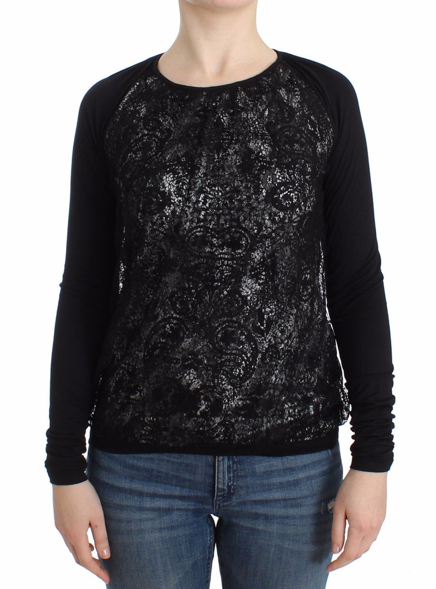 Black Modal Longsleeved Top Jumper Blouse