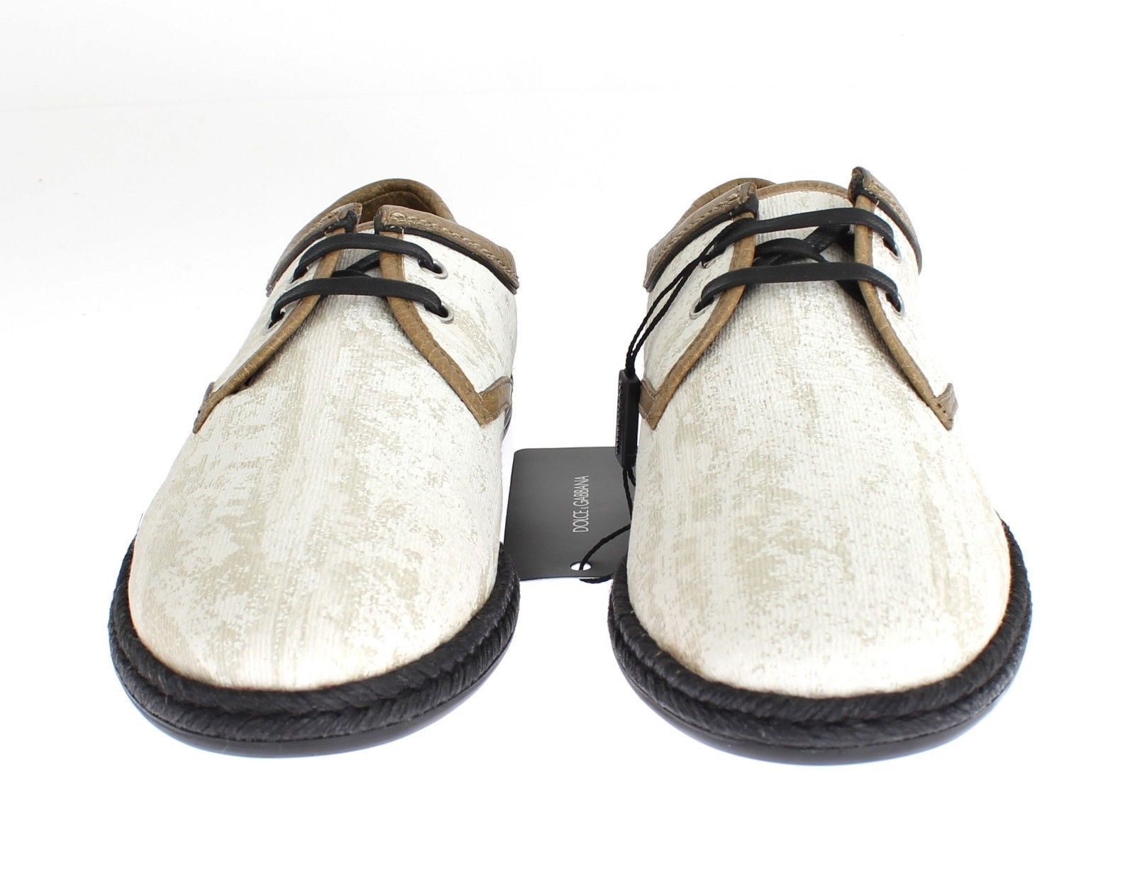 White Denim Brown Leather Casual Shoes