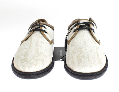White Denim Brown Leather Casual Shoes