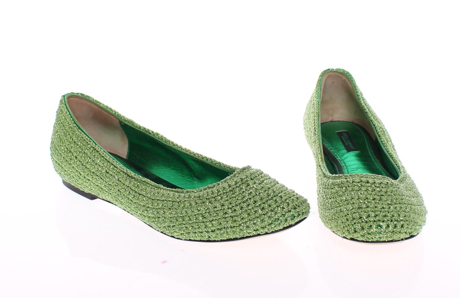 Green Knitted Ballerinas Ballet Flats Shoes