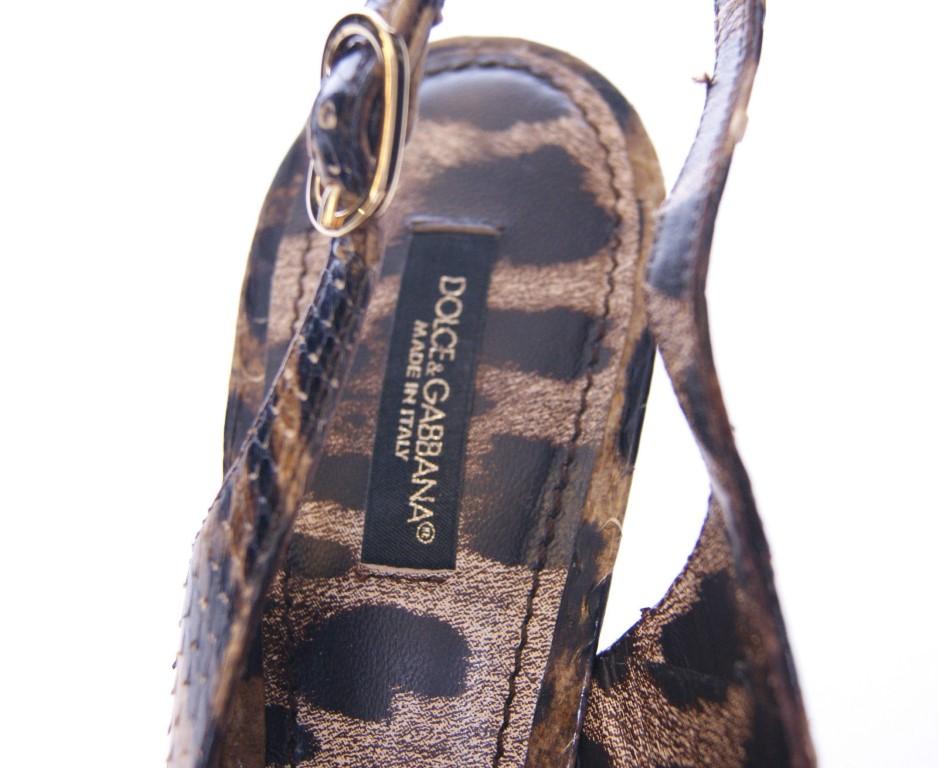 Brown Snakeskin Platform Slingbacks Shoes