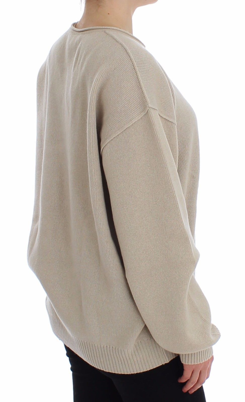 Beige Cashmere Crewneck Sweater Pullover