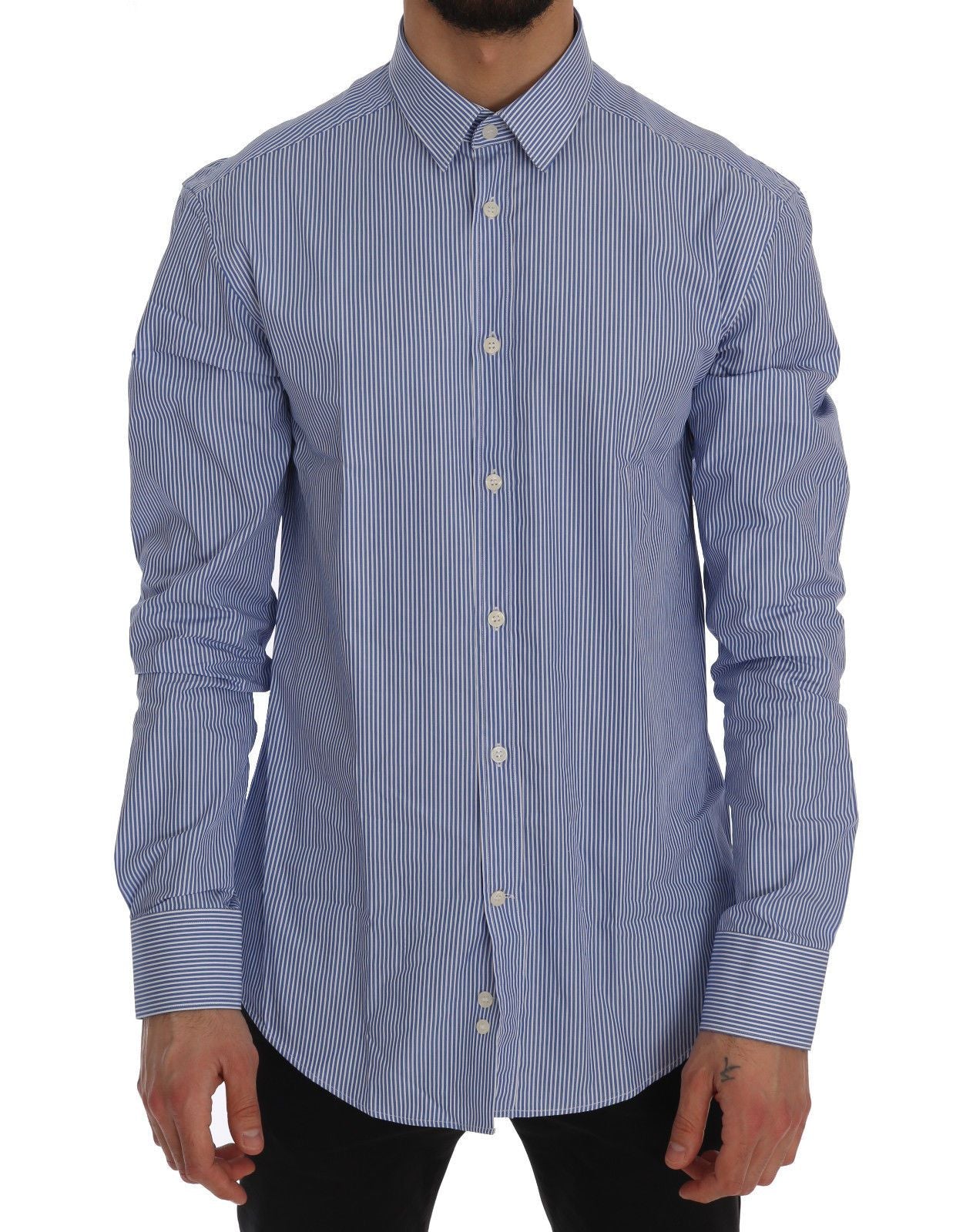 Blue Striped Cotton Trend Fit Shirt