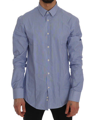 Blue Striped Cotton Trend Fit Shirt