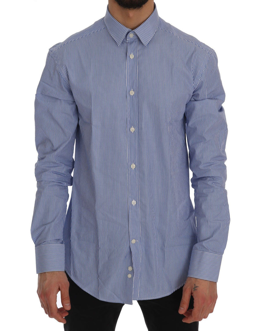 Blue Striped Cotton Trend Fit Shirt