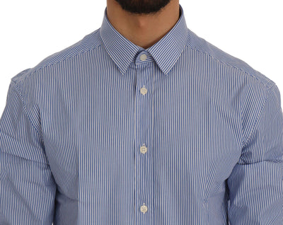 Blue Striped Cotton Trend Fit Shirt