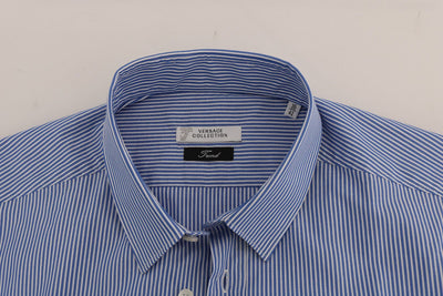 Blue Striped Cotton Trend Fit Shirt