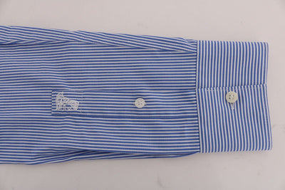 Blue Striped Cotton Trend Fit Shirt